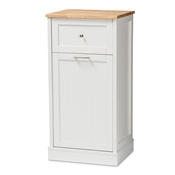 Baxton Studio Marcel Farmhouse and Coastal White and Oak Brown Finished Kitchen Cabinet